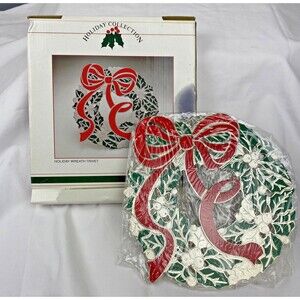 Vintage Holiday Wreath Trivet Wm A Rogers Oneida Christmas Japan 1986 New